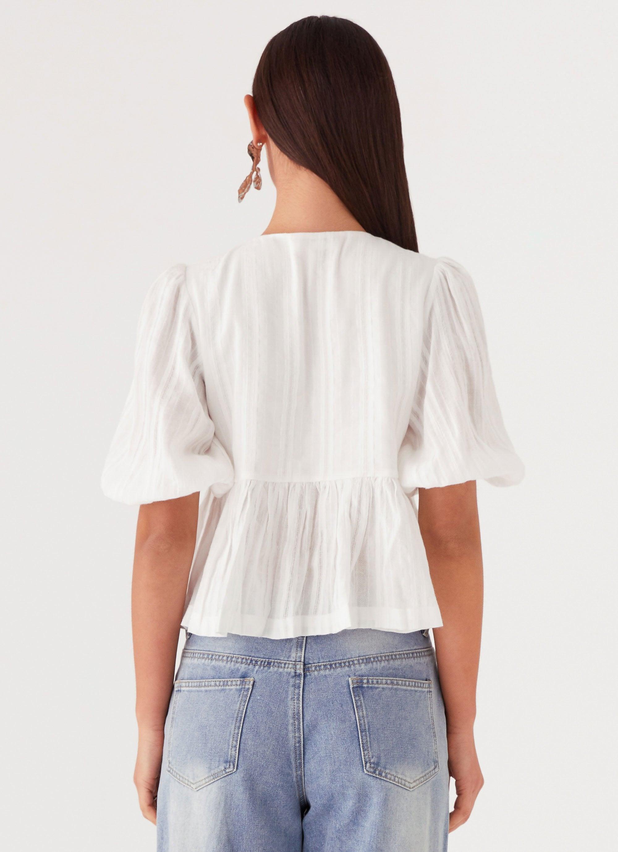 Western Wind Tie Top - White Product Image