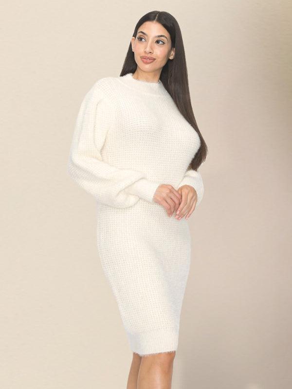 Women's casual slim round neck sweater dressRP0023575 Female Product Image