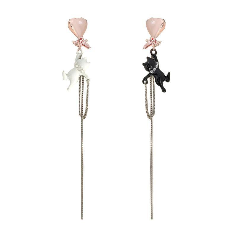 Cat Chain Asymmetrical Alloy Dangle Earring Product Image