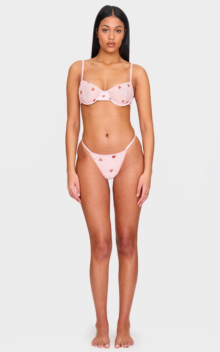 Pink Mesh Heart Thong Product Image