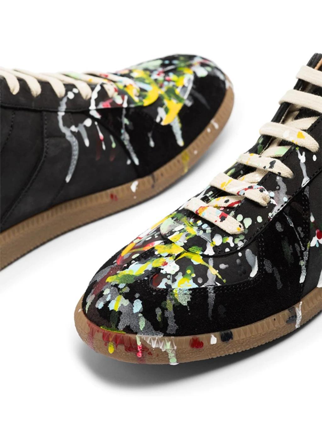 MAISON MARGIELA Paint Replica Splatter-detail Sneakers In Black Paint Product Image