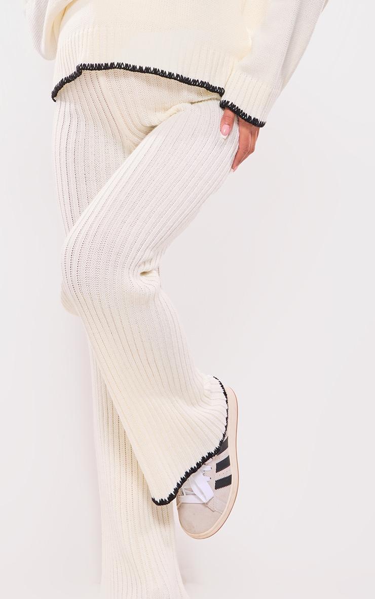 Maternity Cream Contrast Trim Knit Flares Product Image