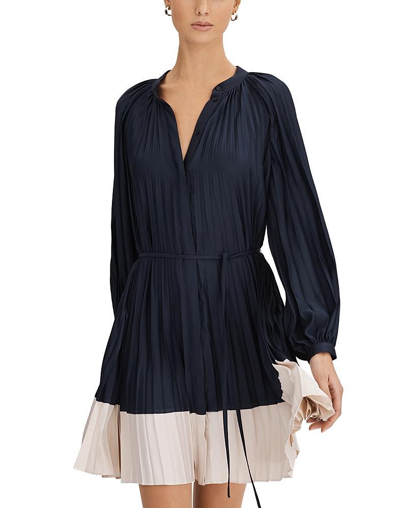 Reiss Gabby Pleated Color Blocked Dress Product Image