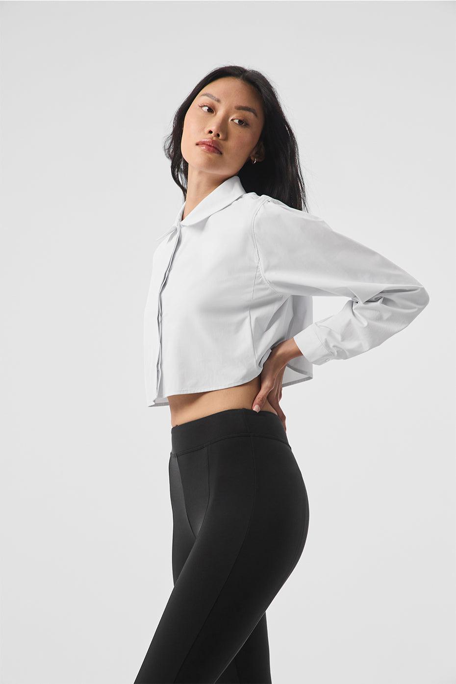 Cropped Take Me Out Button Up - White Female Product Image