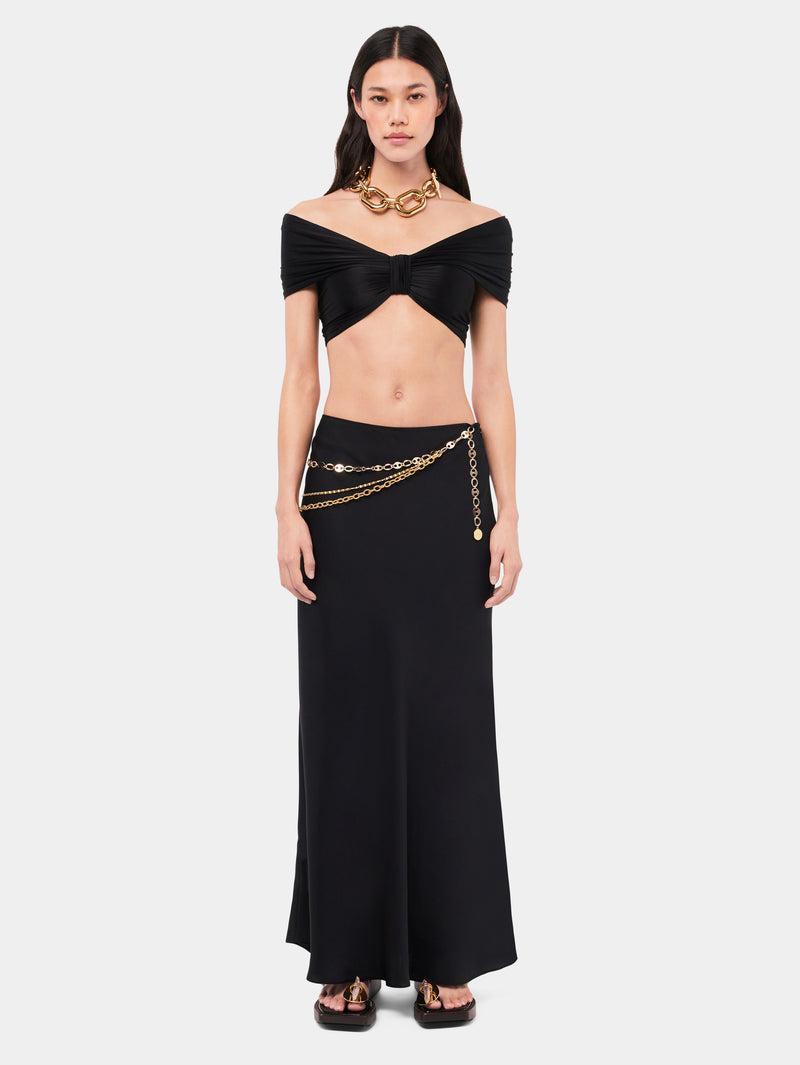 Long black skirt embellished with "eight" signature chain Product Image