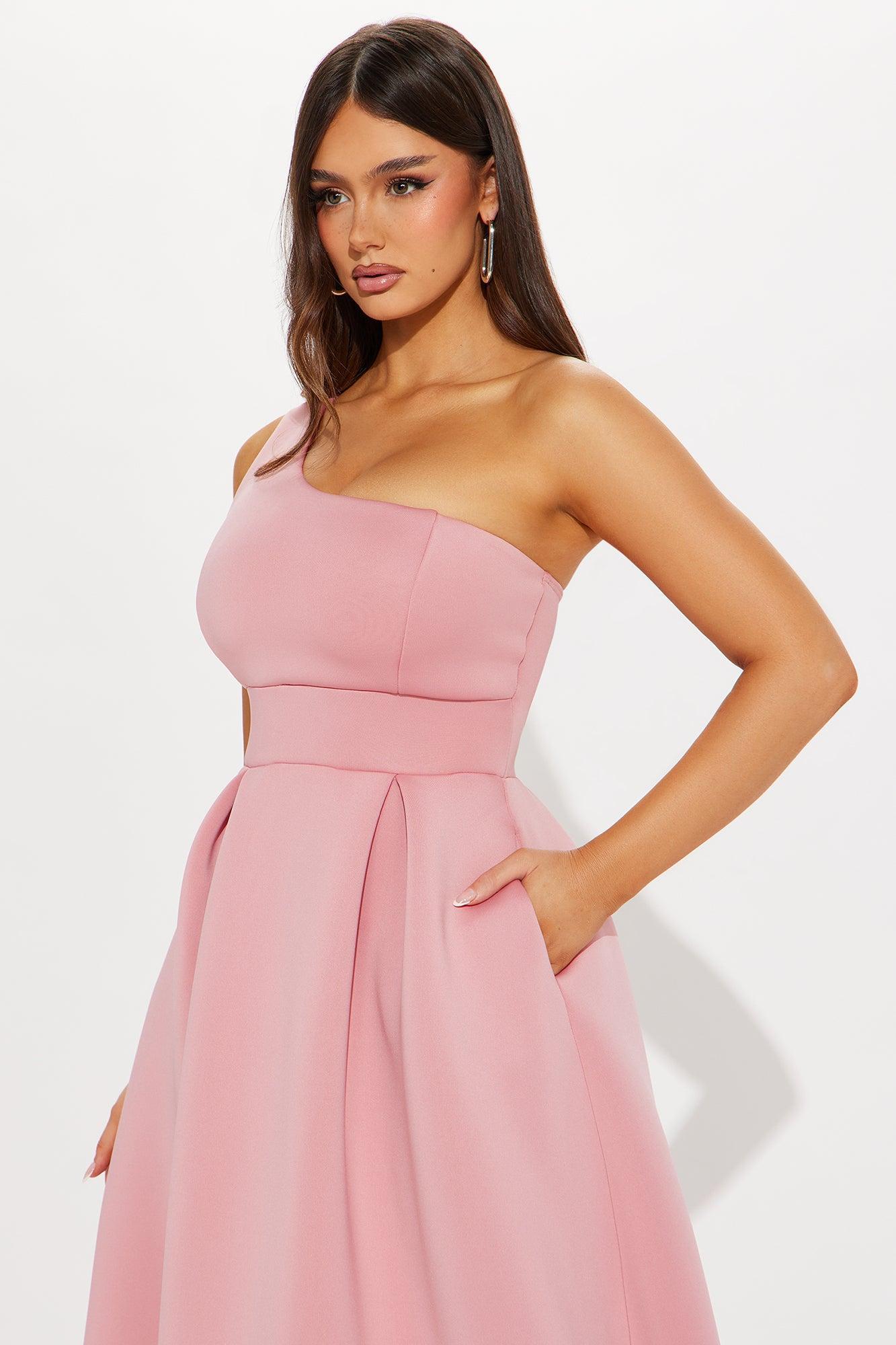 Alaina One Shoulder Midi Dress - Rose Product Image