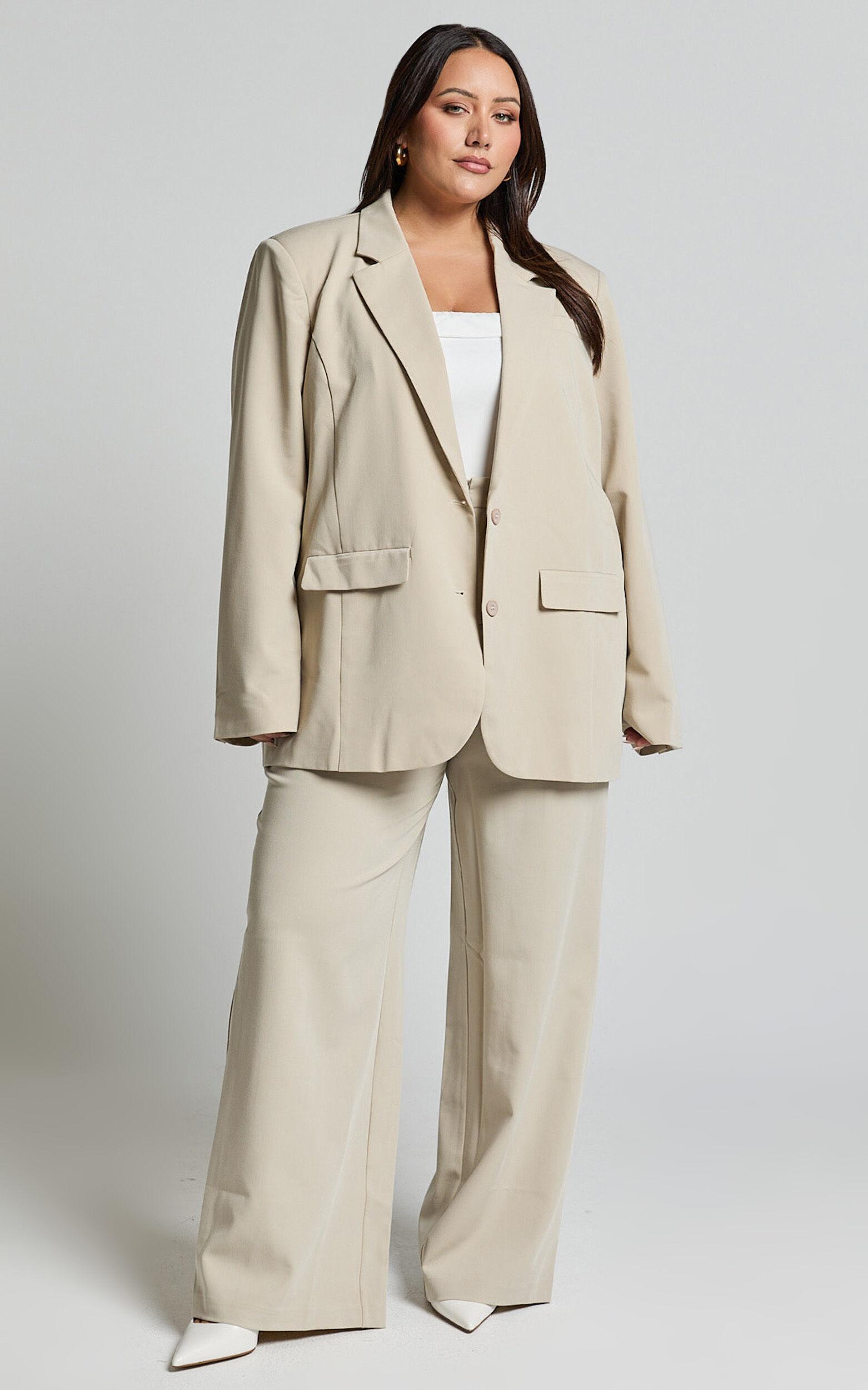 Lorcan Pants - High Waisted Tailored Pants in Stone Product Image