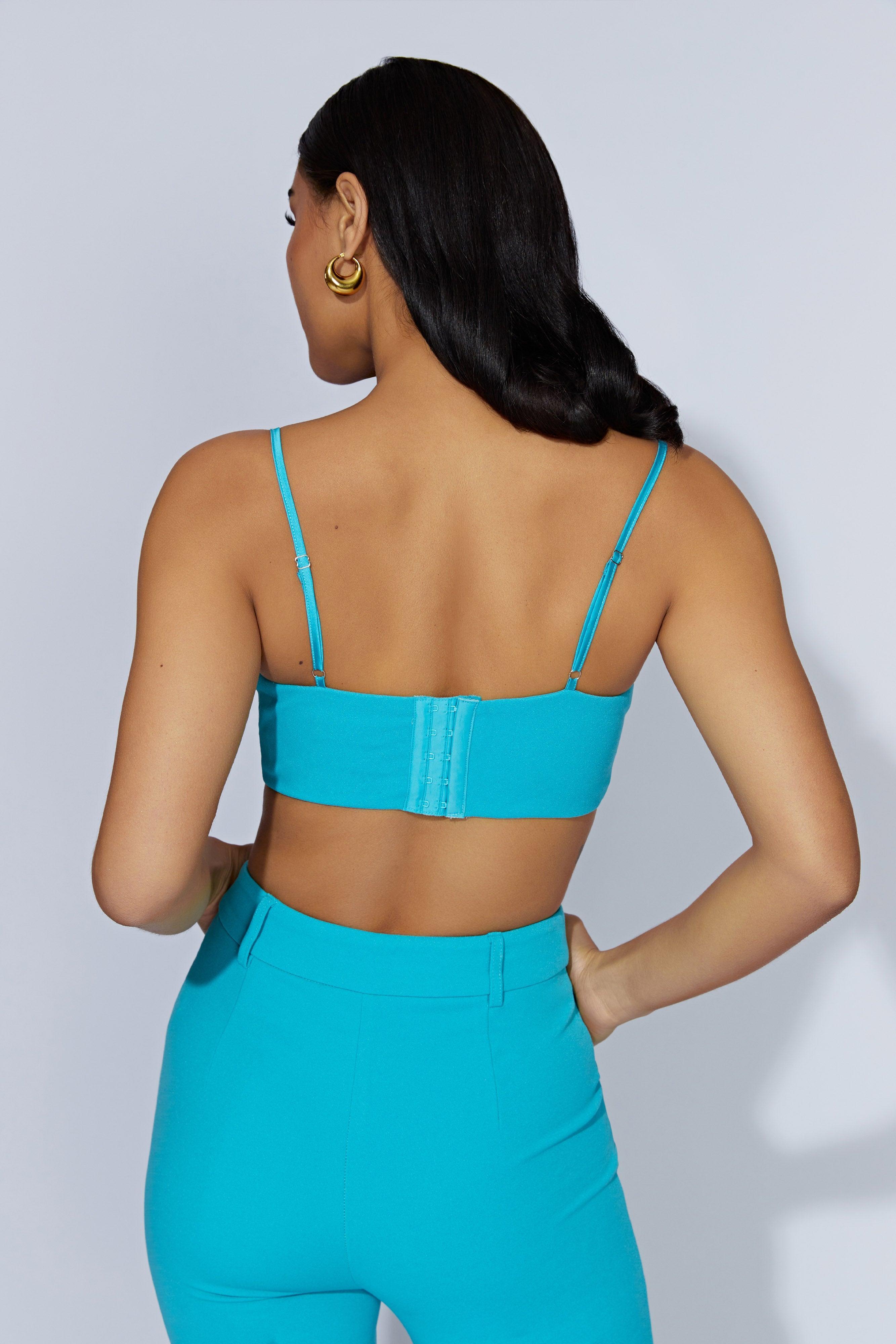 Fiorella Crepe Bustier Top - Aquamarine Product Image