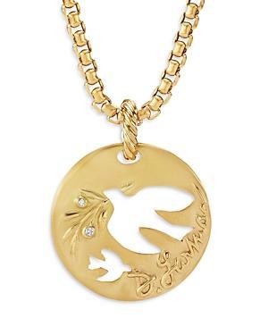 Womens DY Elements Dove Pendant In 18K Yellow Gold With Diamonds Product Image