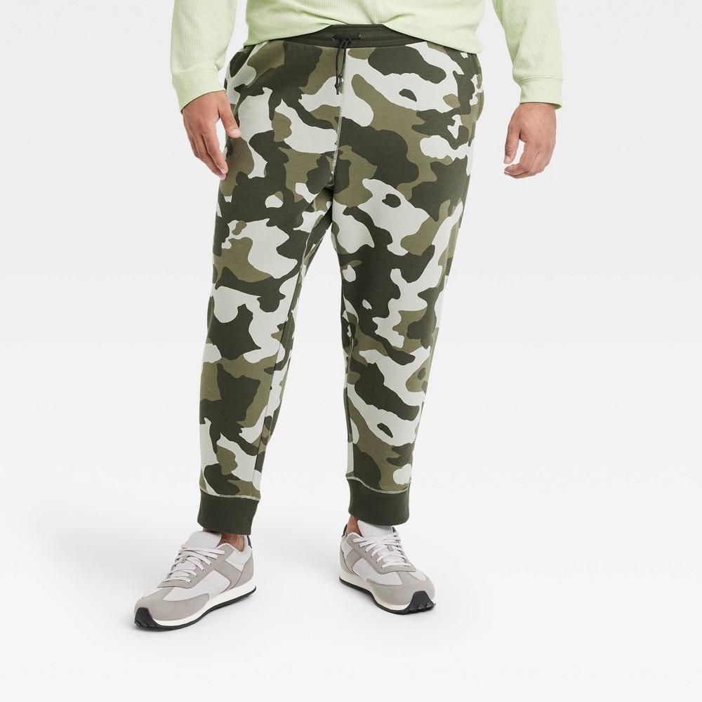 Mens Big Camo Print Cotton Fleece Jogger Pants - All In Motion Olive 2XL Product Image