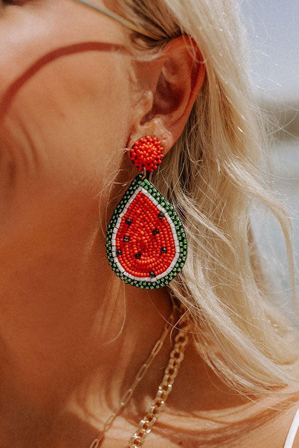 Watermelon Margs Beaded Earrings Product Image