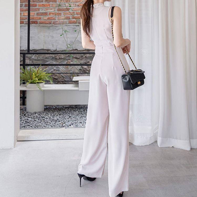 Sleeveless Tie-Front Wide Leg Jumpsuit Product Image