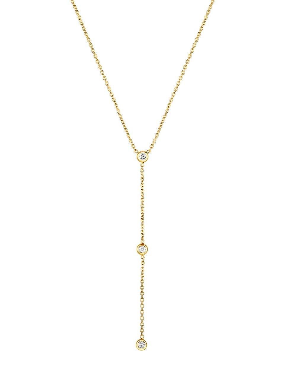 Womens 14K Yellow Gold & 0.3 TCW Diamond Lariat Necklace Product Image