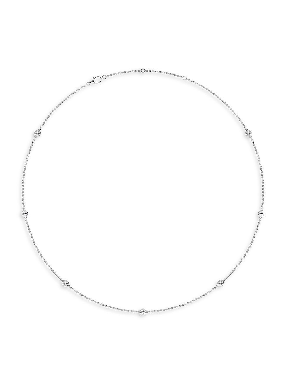 Womens 14K White Gold & 0.70 TCW Diamond Station Necklace Product Image