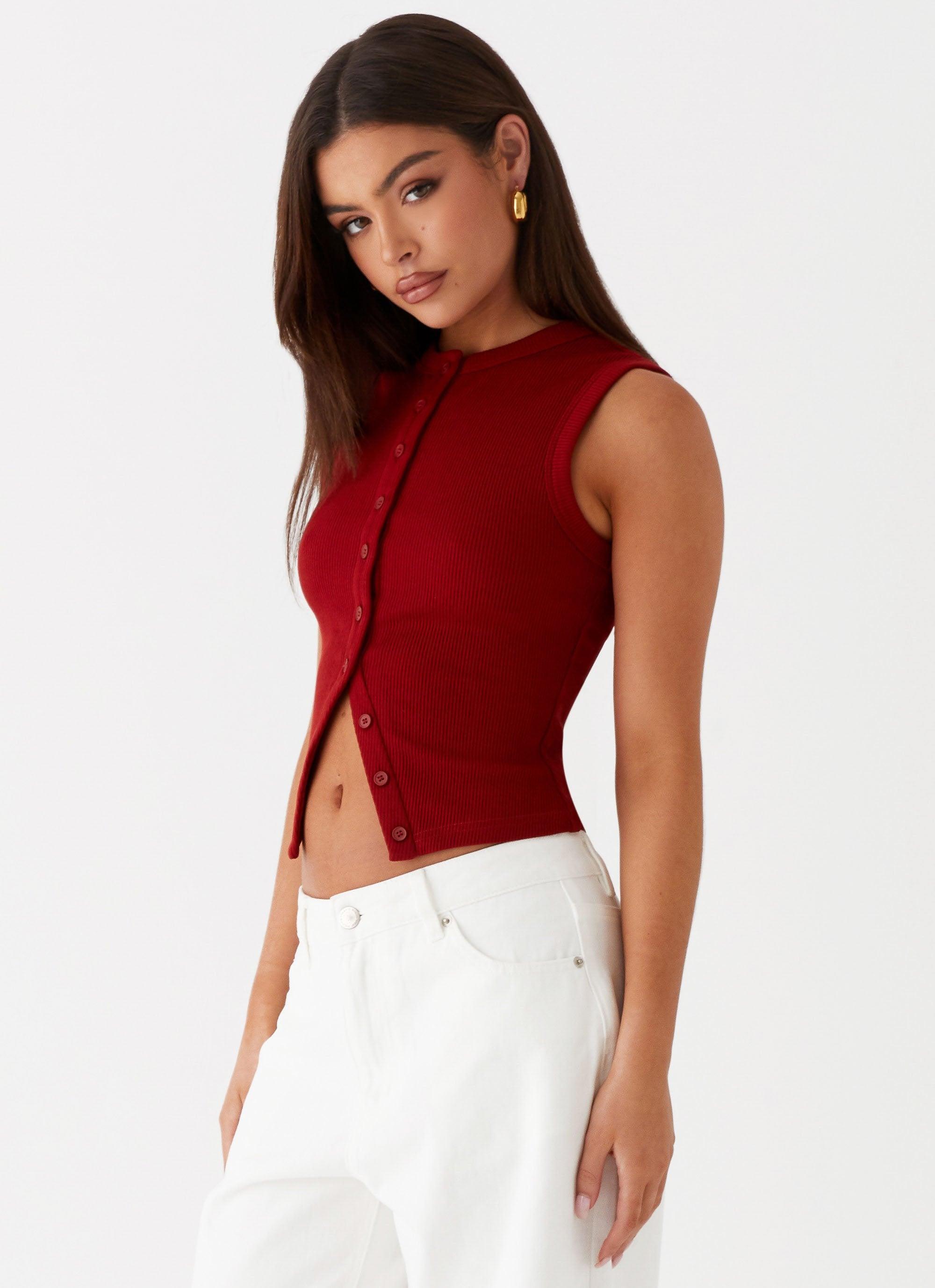 Blair Buttoned Tank Top - Ribbed Knit Product Image