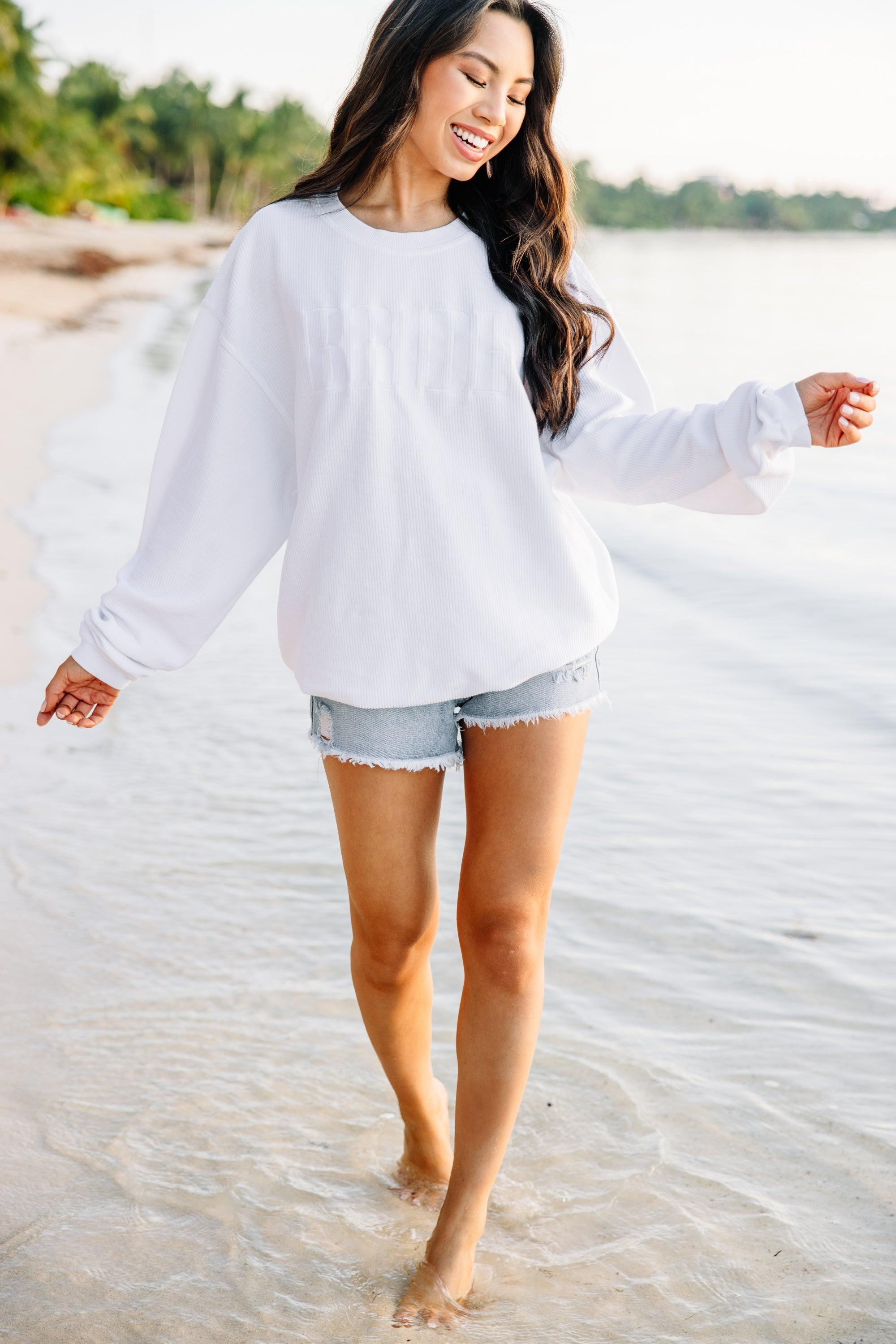 Bride White Corded Embroidered Sweatshirt Female Product Image