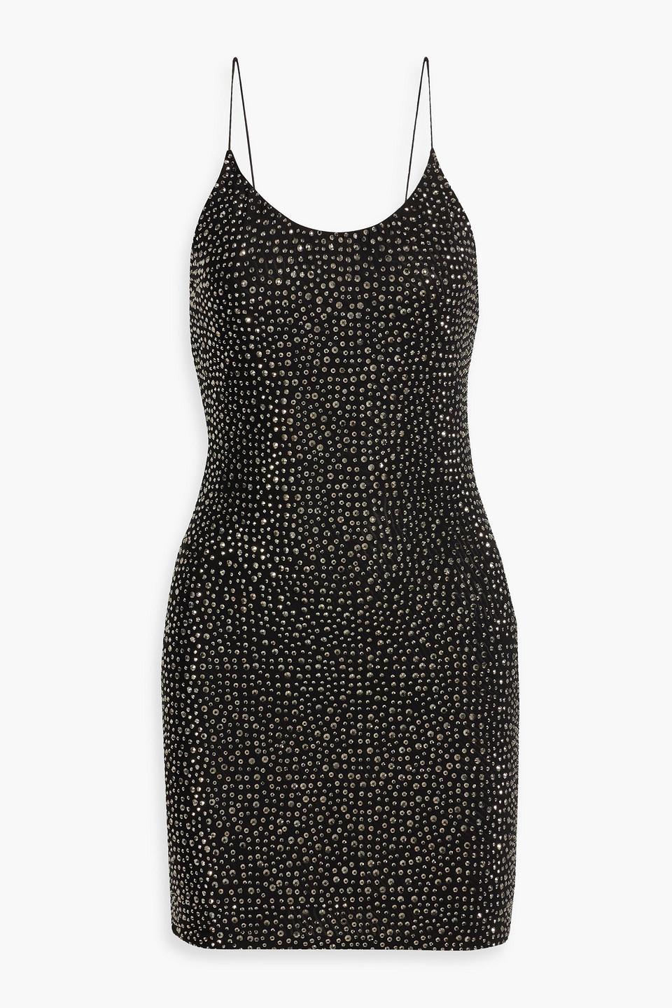 Nelle Crystal-embellished Mesh Mini Dress In Black Product Image