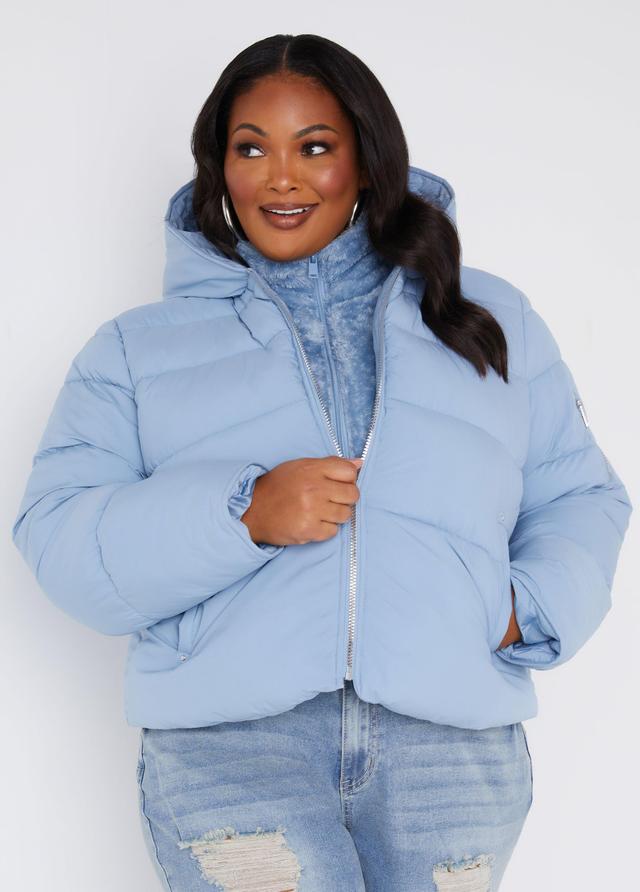 Plus Size Faux Fur Trimmed Puffer Jacket Ashley Stewart Product Image