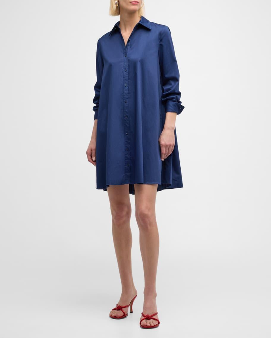 Tulla Pleated Long-Sleeve Mini Shirtdress Product Image