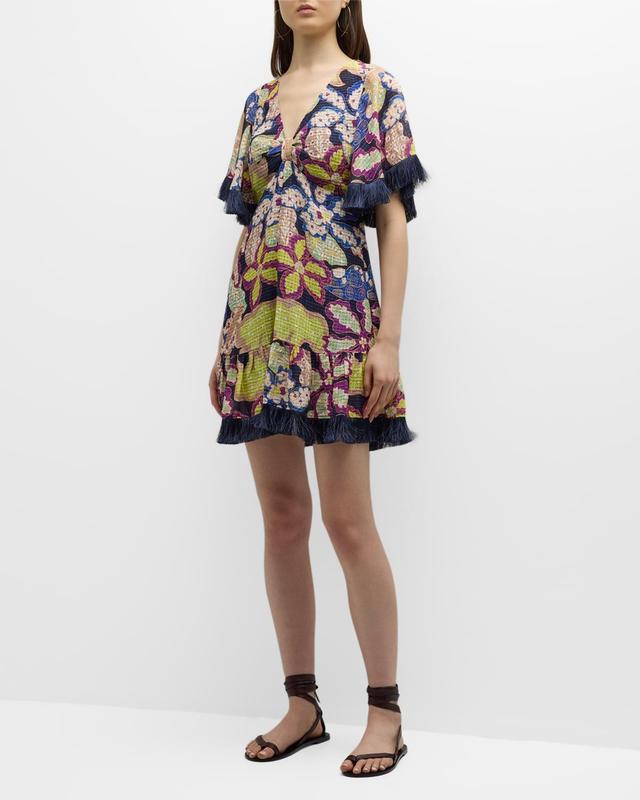 Octavia Floral-Print Fringe Mini Dress Product Image