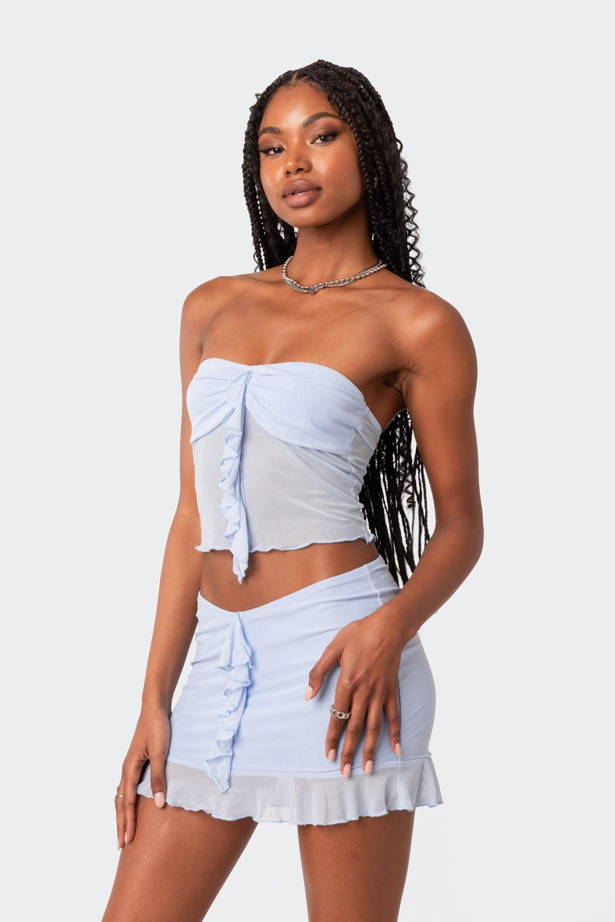 Solange Ruffle Mesh Tube Top Product Image