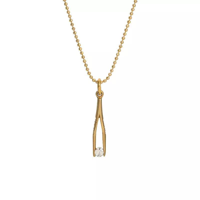 1928 Gold Tone Crystal Small Tweezers Pendant Necklace, Womens, Yellow Product Image