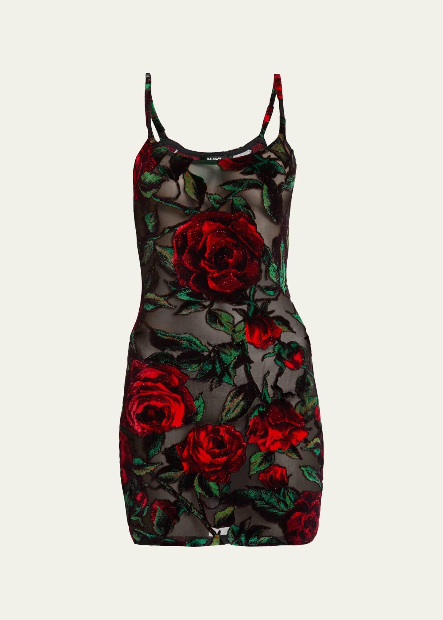 Velvet Rose Embroidered Mini Dress Product Image