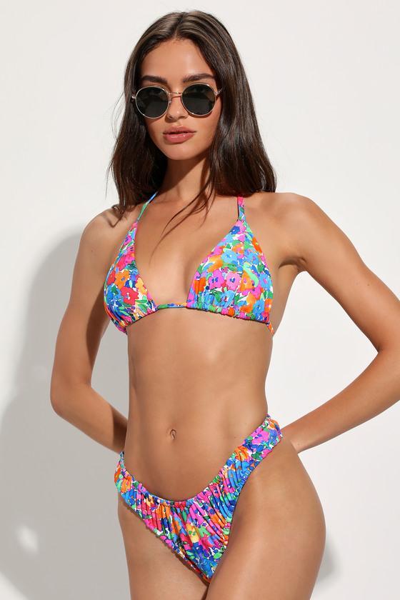 Beachy Stunner Multi Floral Scrunch Bikini Bottoms Product Image