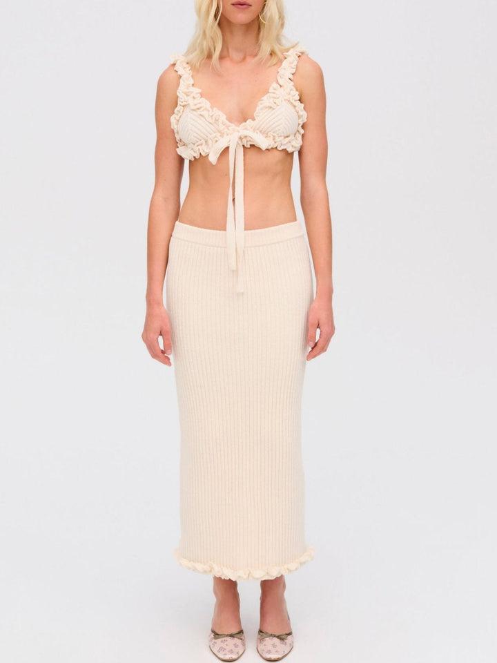 Rey Knit Midi Skirt — Ivory Product Image