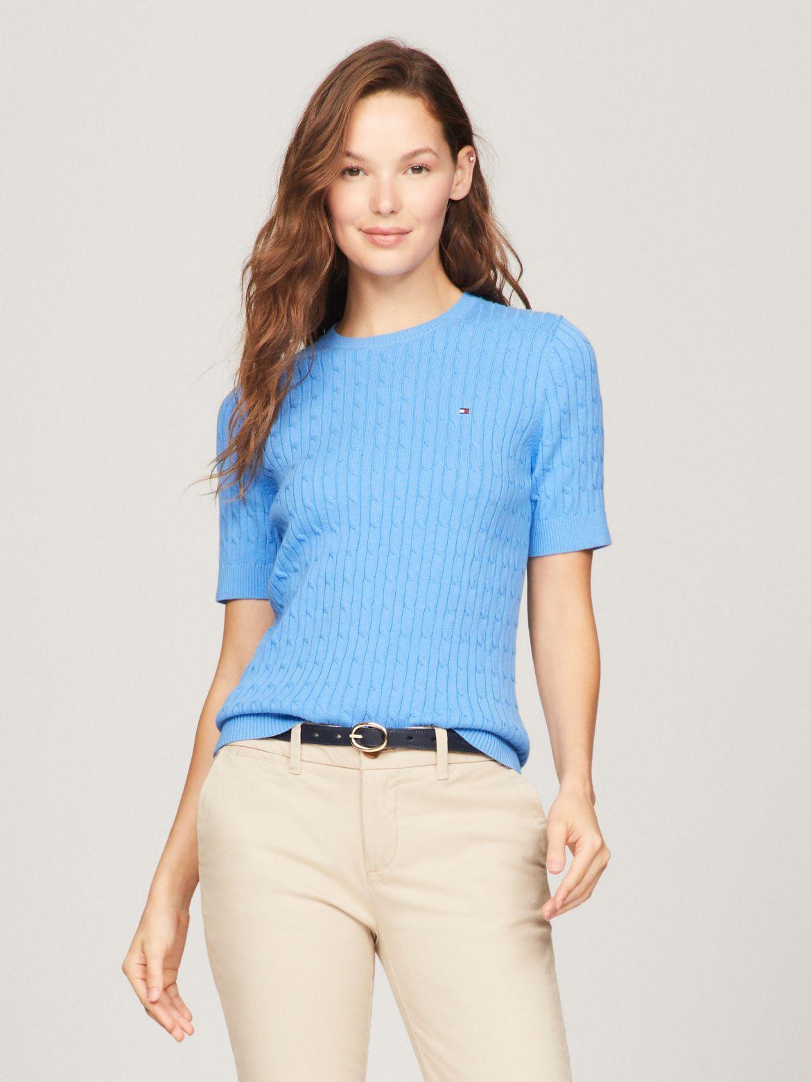 Tommy Hilfiger Women's Short-Sleeve Cable Knit Sweater Product Image