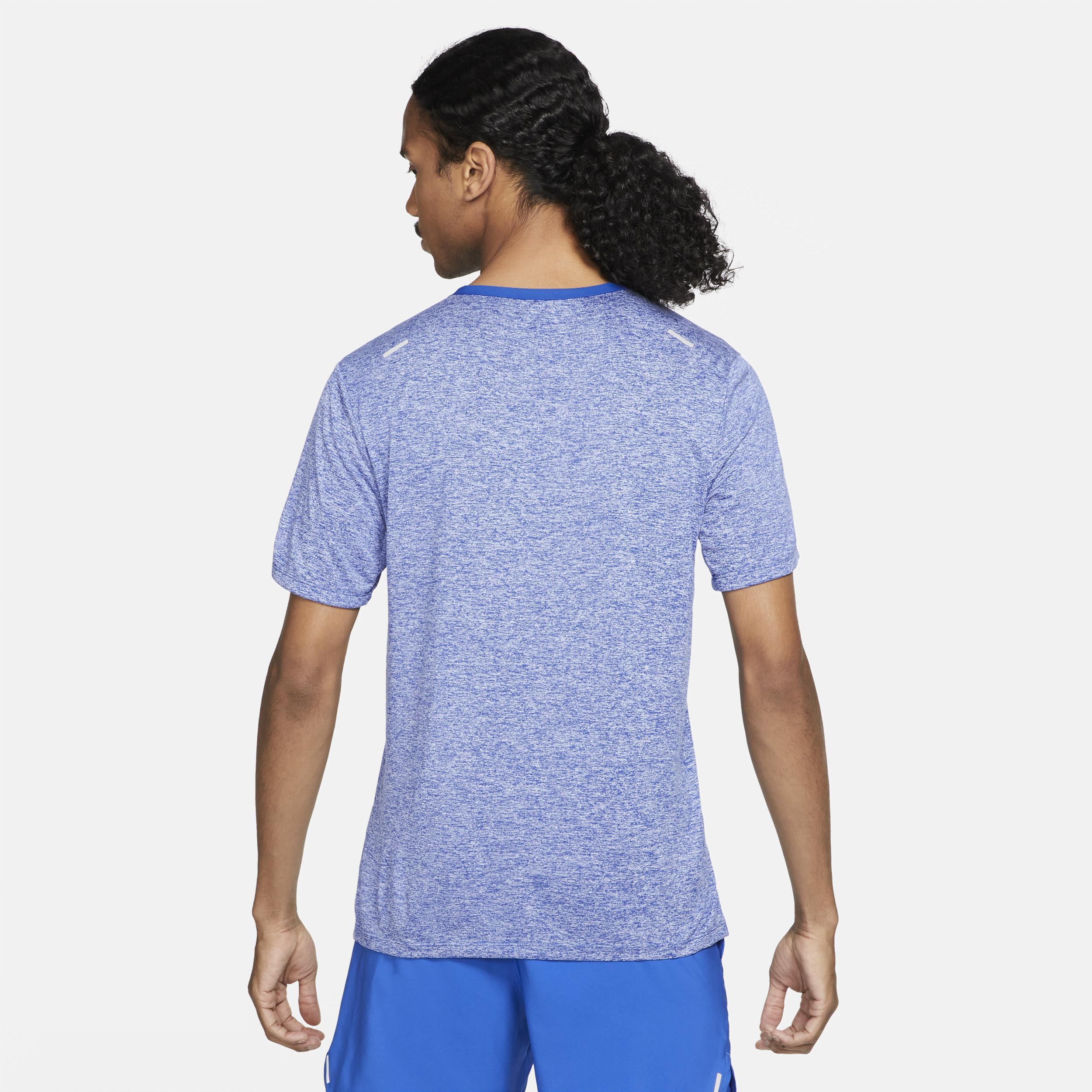 Nike Mens Dri-Fit Rise 365 Short Sleeve T-Shirt - Reflective Silver/Game Royal Product Image