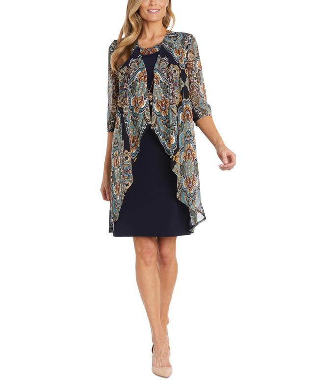 Womens R&M Richards Paisley Foil Flyway Jacket Dress Product Image