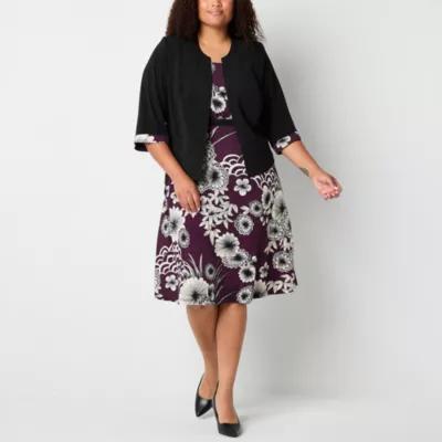 Studio 1 Womens Floral Midi Jacket Dress Plus Product Image