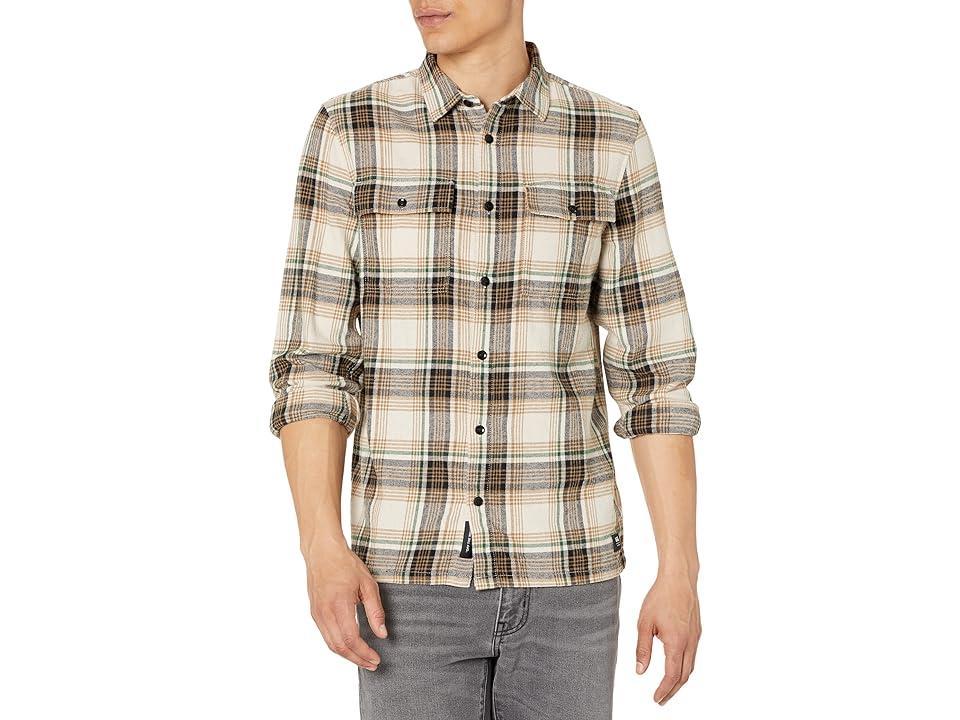 Vans Helleson Long Sleeve Plaid Flannel (Oatmeal Men's Clothing Product Image