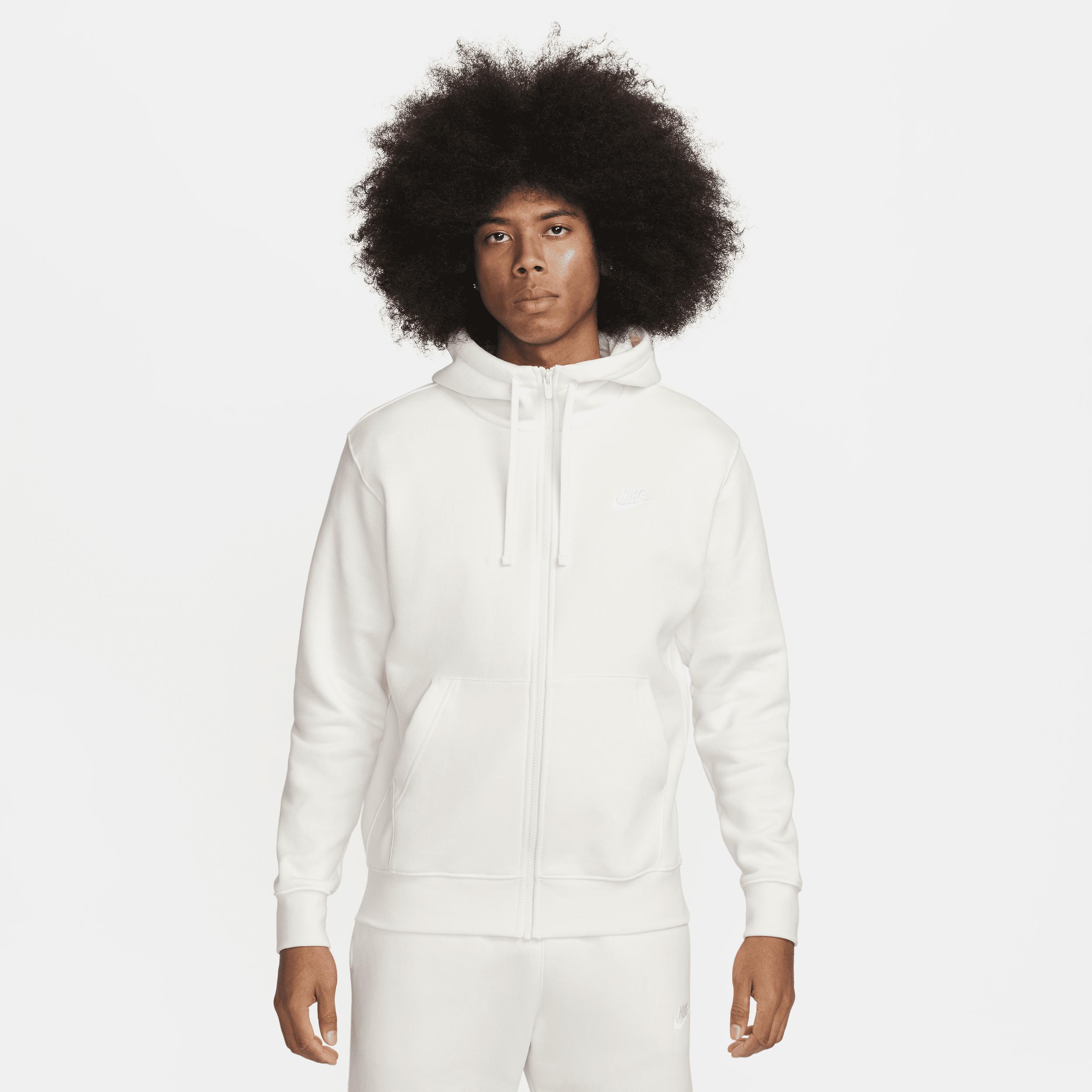 Nike Mens Nike Club Full-Zip Hoodie - Mens White/Midnight Navy Product Image