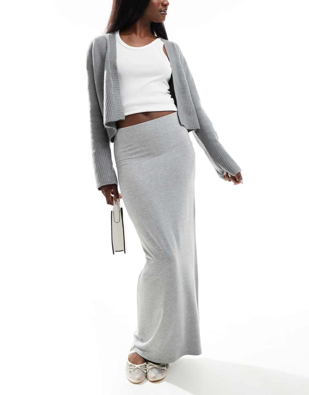 Miss Selfridge low rise maxi skirt in gray heather Product Image