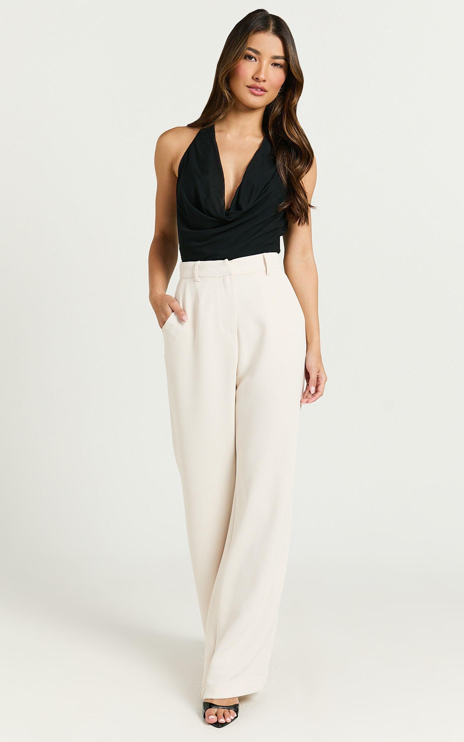 Bonnie Pants - High Waisted Tailored Wide Leg Pants in Bone Product Image