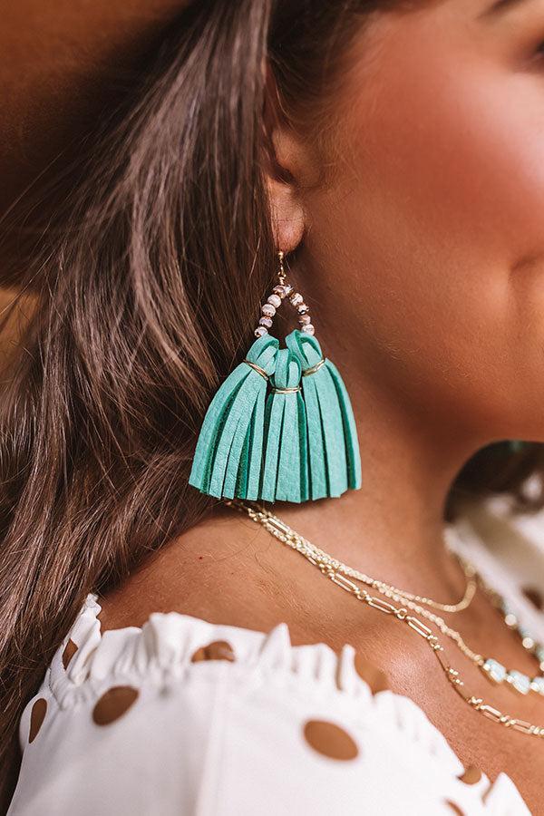 The Penelope Mini Tassel Earrings in Seafoam Product Image