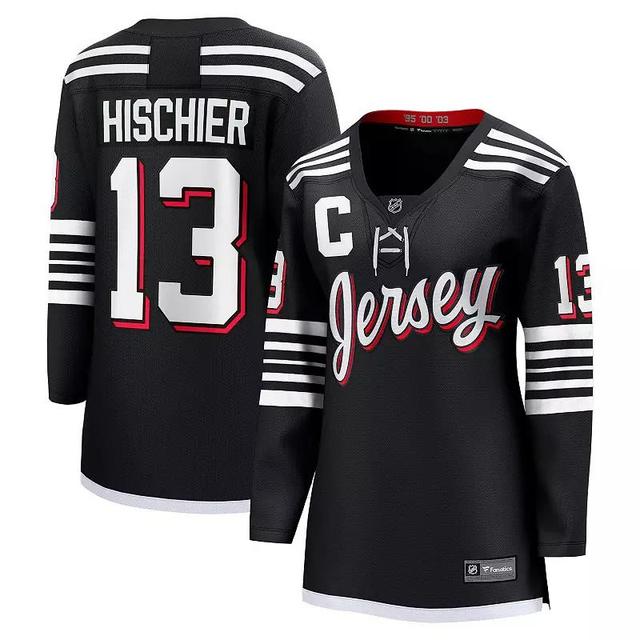 Womens Fanatics Branded Nico Hischier Black New Jersey Devils Alternate Premier Breakaway Player Jersey Product Image