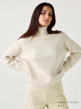 Womens Souffle High Neck Sweater Off White XS UNIQLO US Product Image