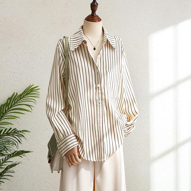 Long Sleeve Collared Striped Button Up Shirt Product Image