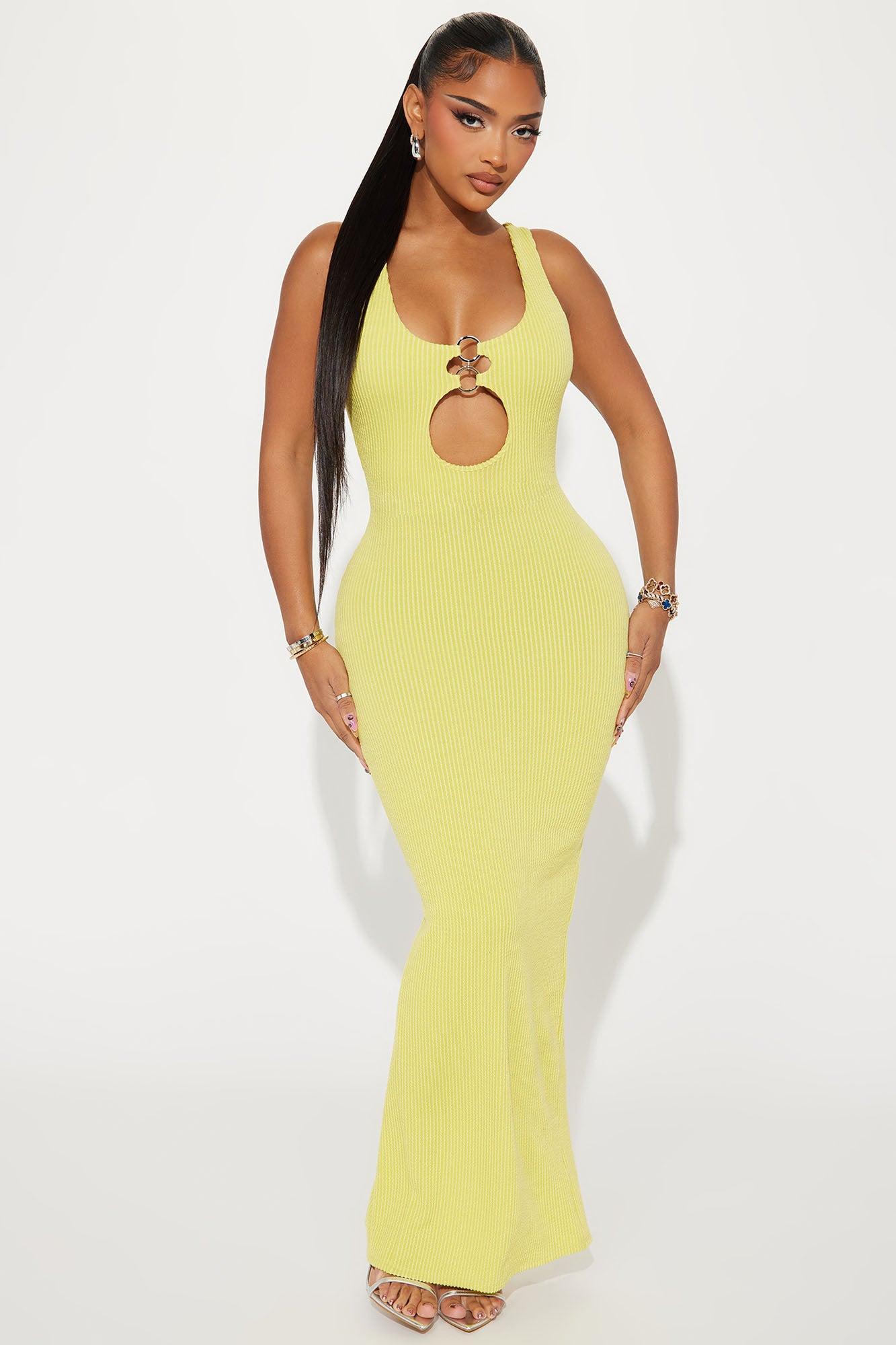 Corina Textured Maxi Dress - Lime Product Image