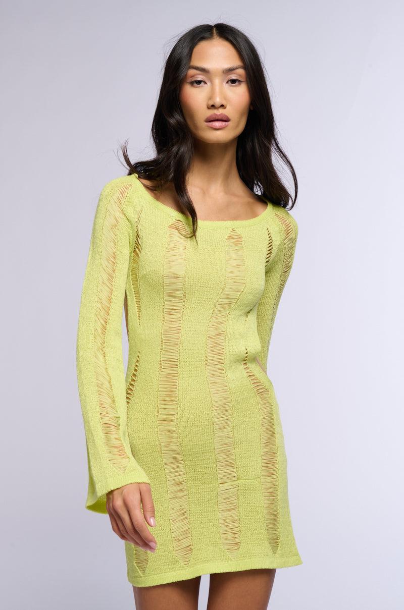 NOTHING PHASES ME KNIT MINI DRESS IN GREEN Product Image