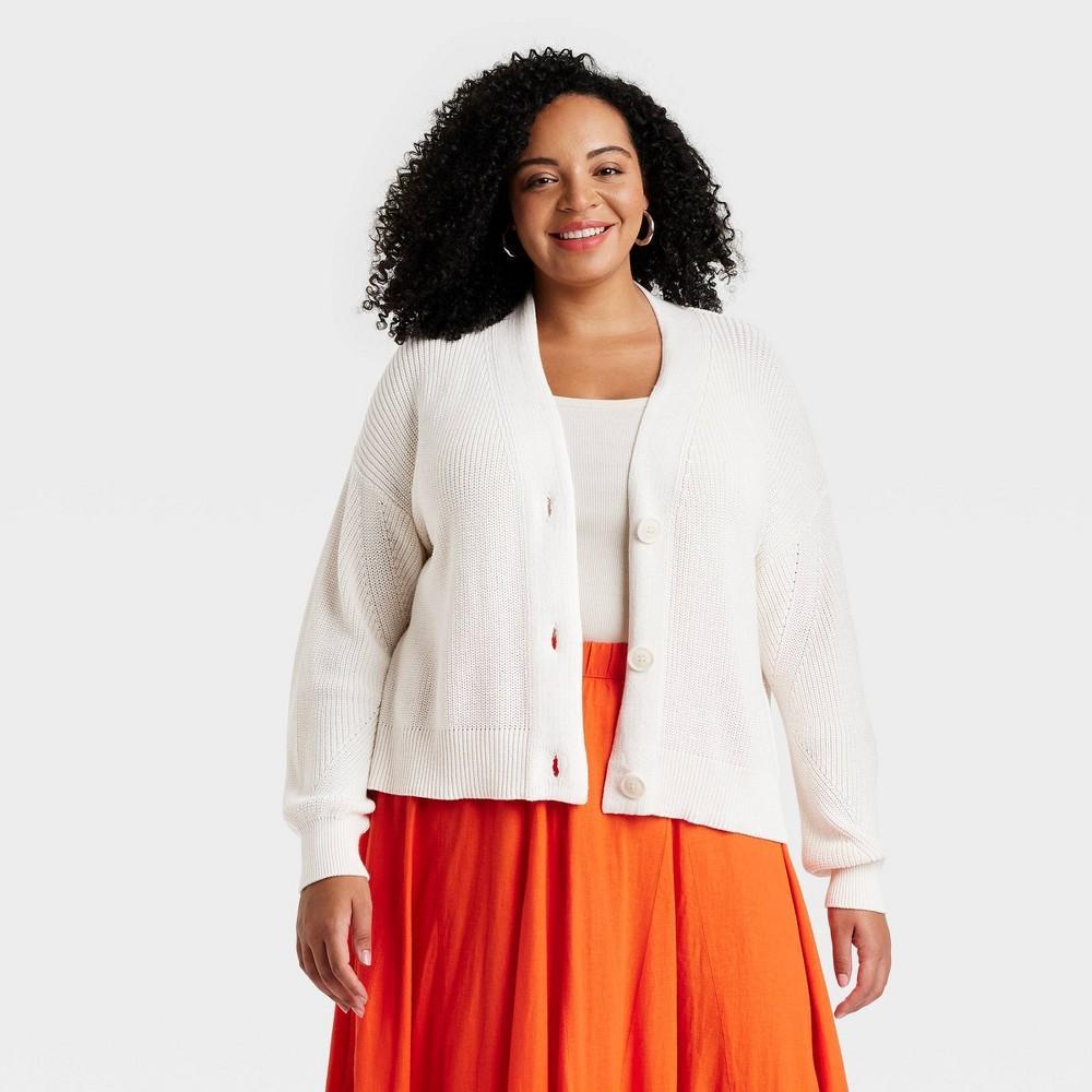 Womens Button-Up Cardigan - Universal Thread Cream 4X Product Image