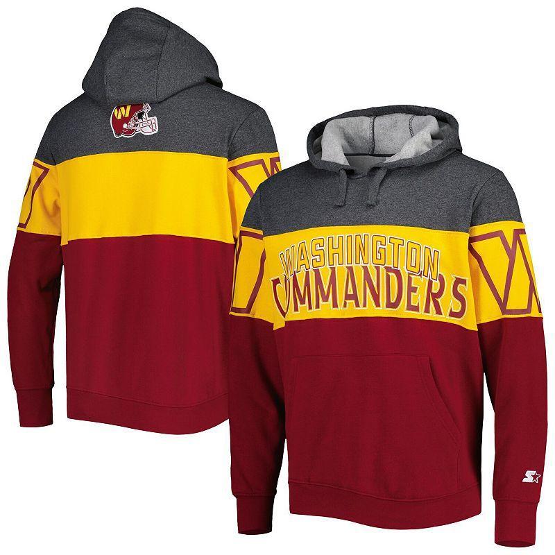 Mens Starter Heather Charcoal/Burgundy Washington Commanders Extreme Pullover Hoodie Product Image