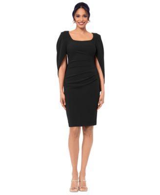 Betsy & Adam Womens Scuba-Crepe Cape Midi Dress Product Image