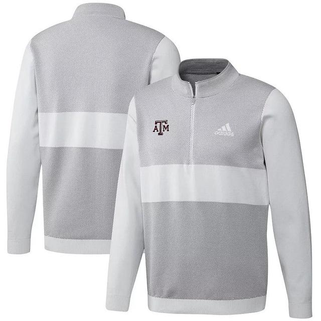 Mens adidas Gray Texas A&M Aggies Knit Quarter-Zip Jacket Product Image