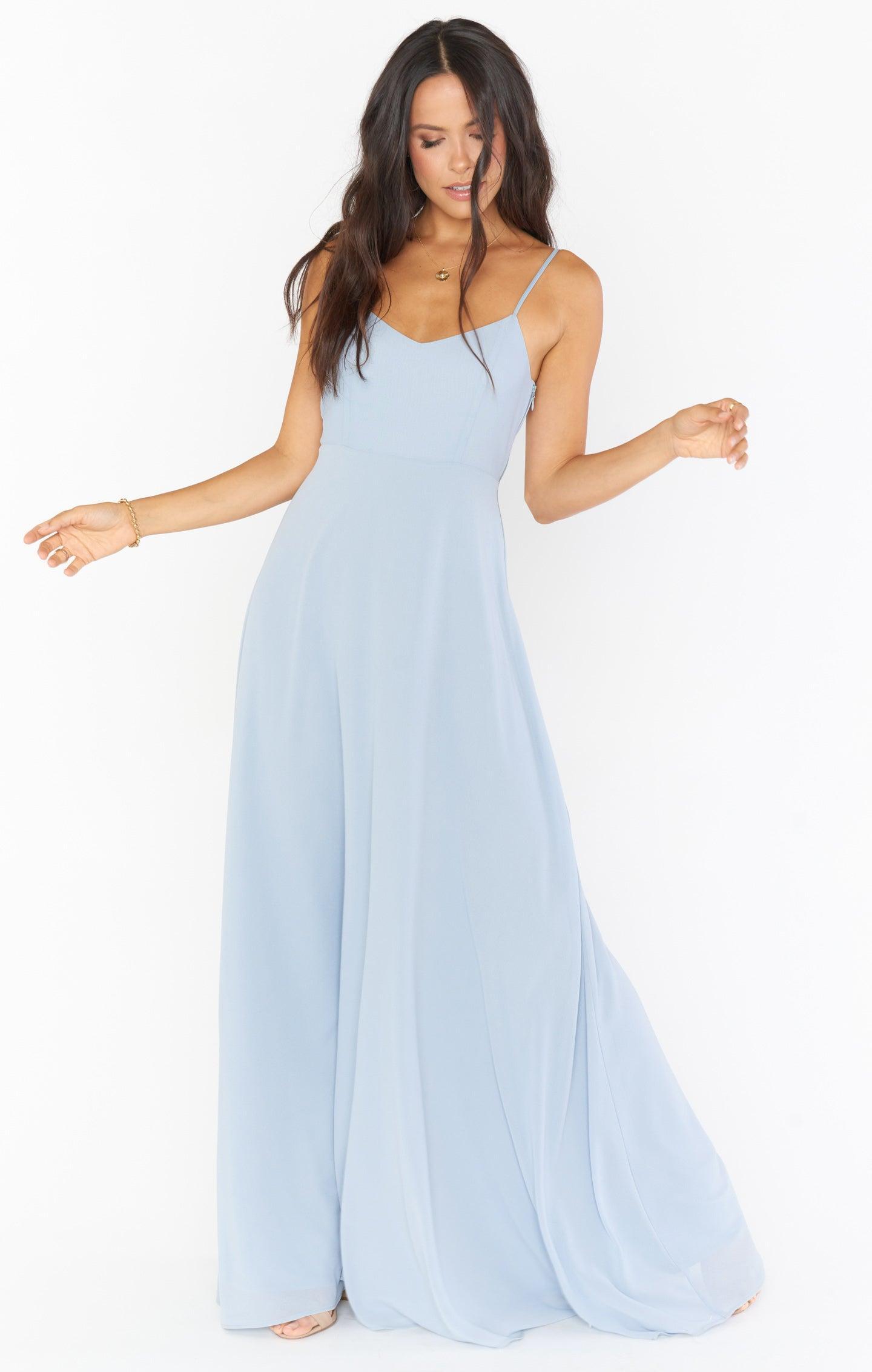 Faith Maxi Dress ~ Steel Blue Chiffon Product Image