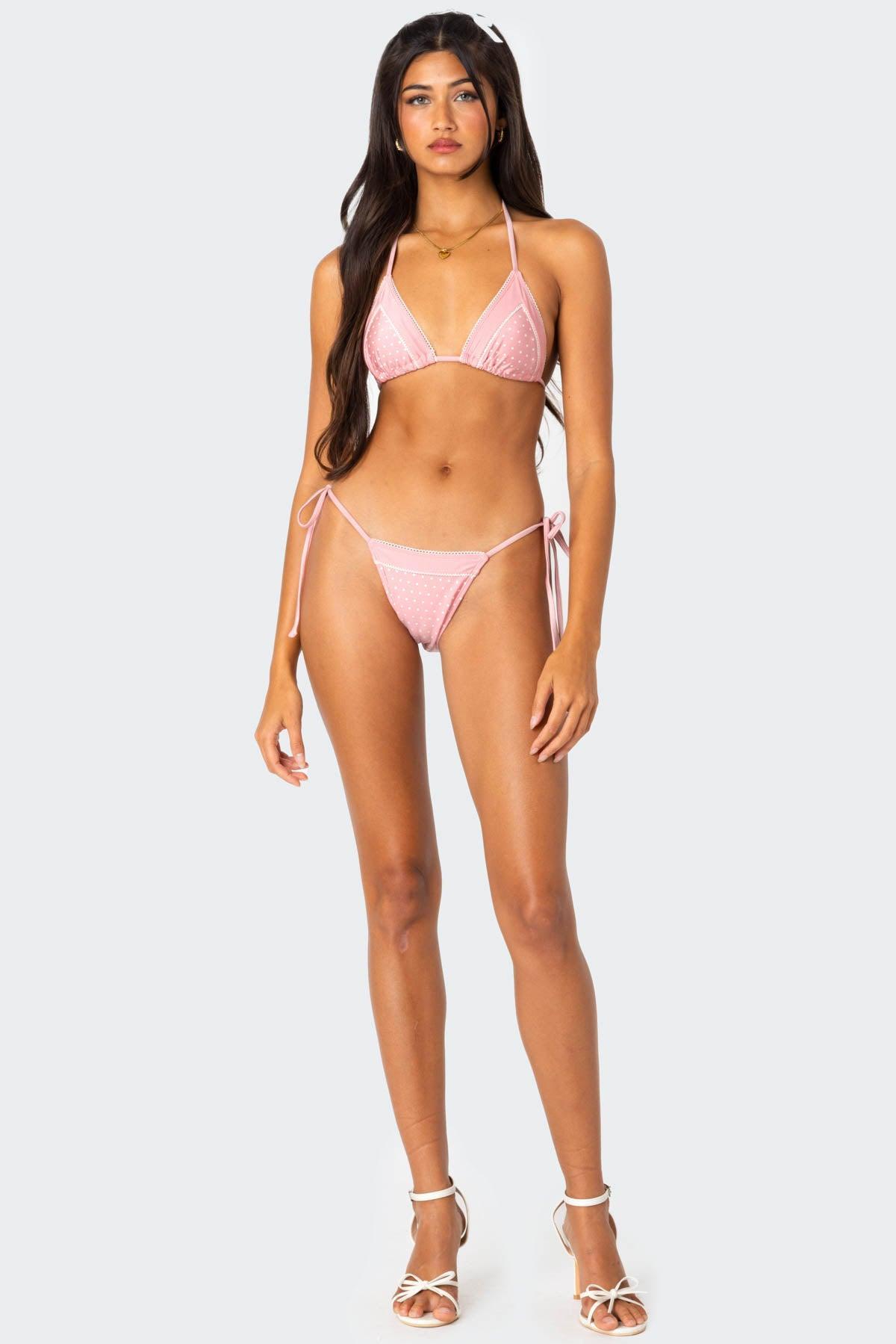 Contrast Polka Dot String Bikini Bottom Product Image