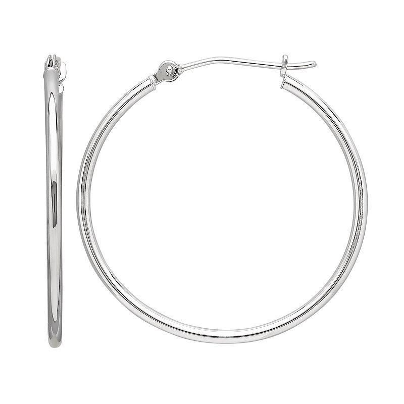 Everlasting Gold 10k White Gold Hoop Earrings, Womens Product Image